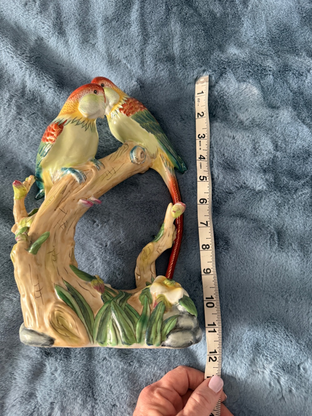 Andrea By Sadek Hand-Painted Parrot Duo Figurine in Red, Green, Yellow, Cream - Picture 8 of 9
